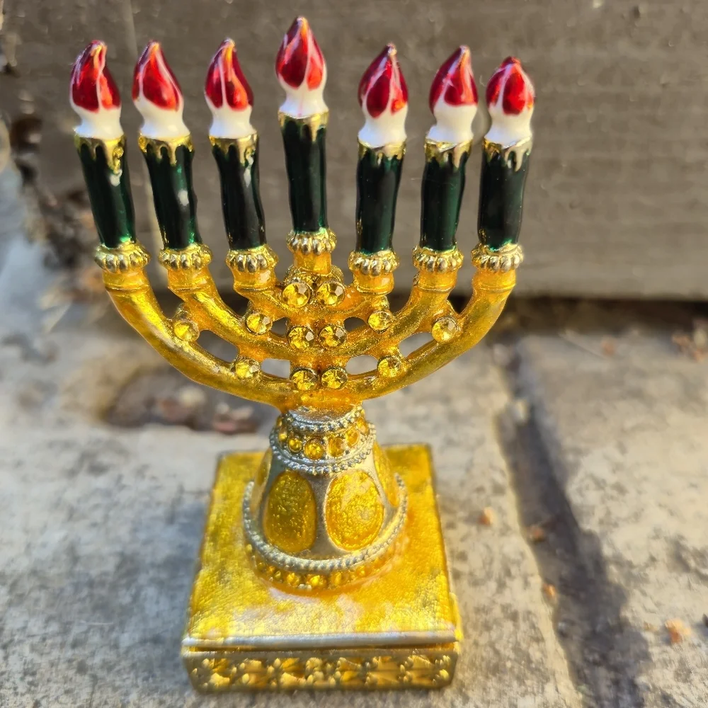 Gold and‎ Red Decorative Menorah Accent